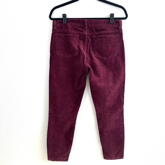 J. Crew Burgundy Skinny Stretch Corduroy Cropped Ankle Jeans 29 - Picture 5 of 9